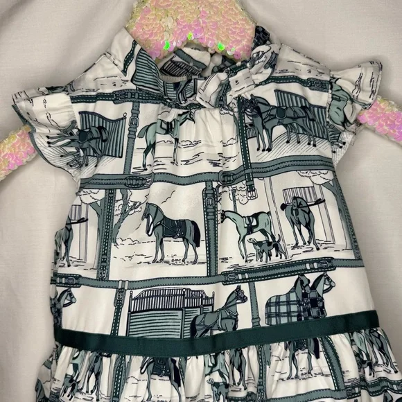 NWT Janie & Jack Horse Stable Print Dress Size 4 - Picture 8 of 9